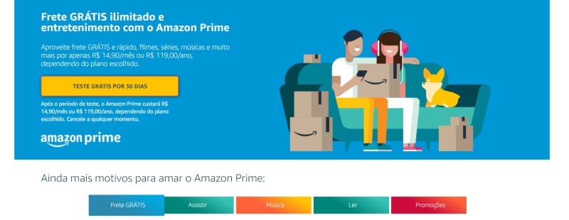 Banner de assinatura do Amazon Prime. 