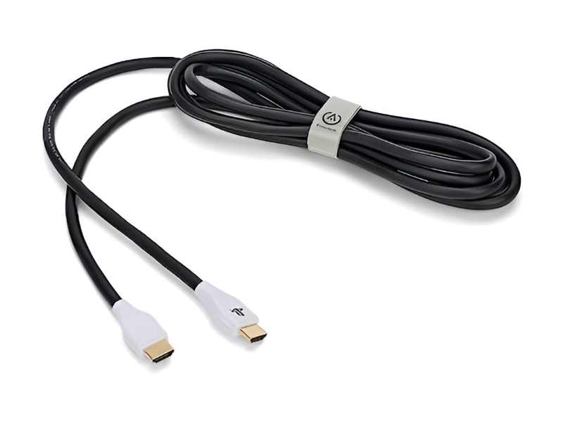 Cabo HDMI PowerA enrolado.